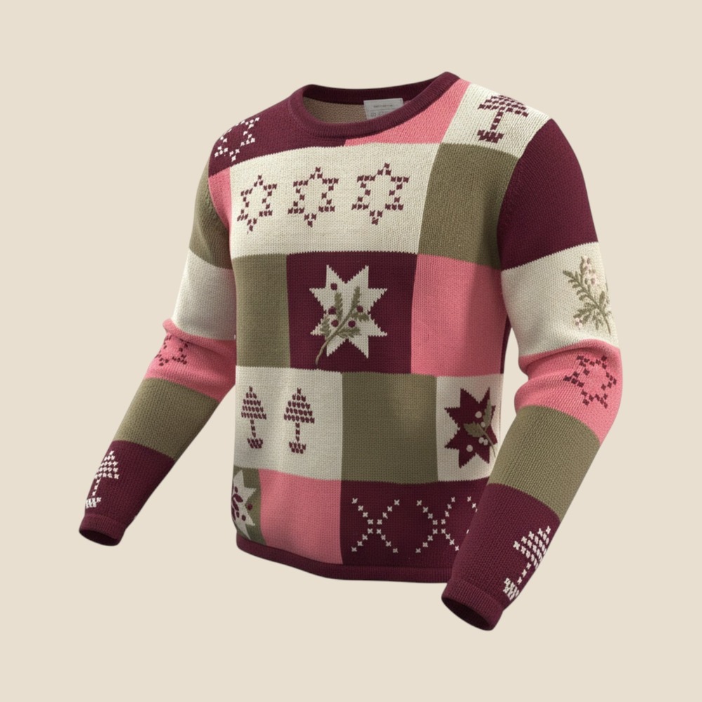 Christopher & Banks Vintage 2003 Hand Embroidered Patchwork Sweater Small Red